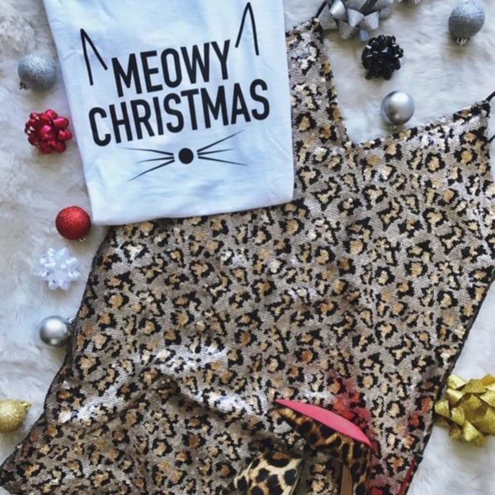 tiff & jen leopard strap top all over sequins